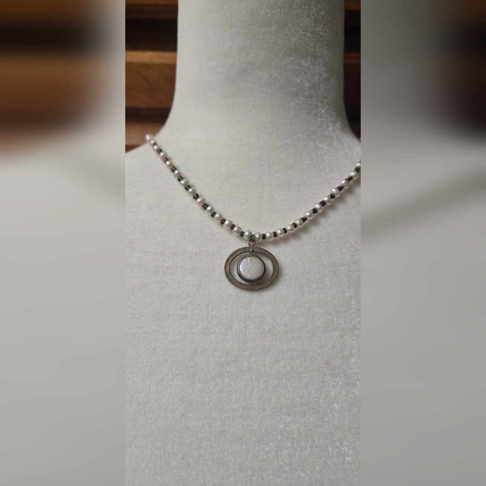 SILPADA Pearl Brass Sterling Silver Go Coastal Necklace 925
